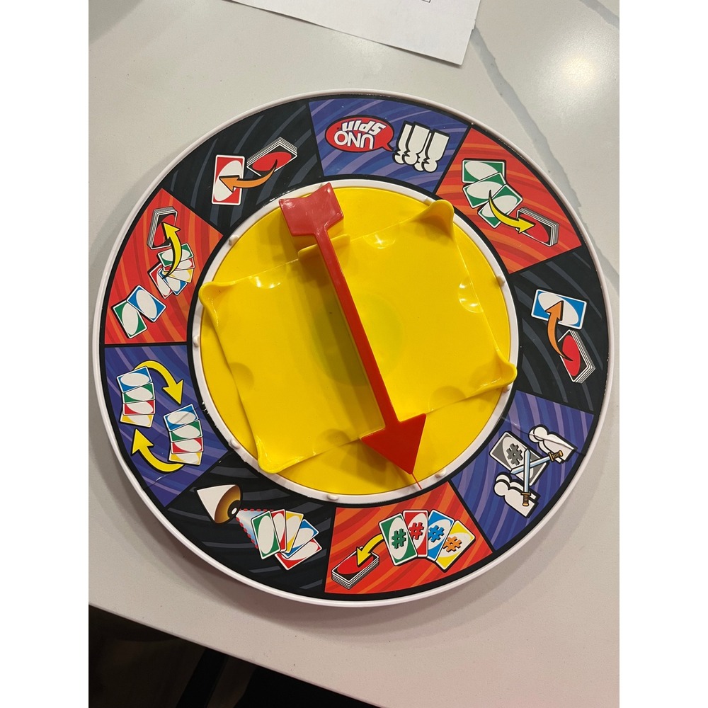 Mattel Uno Spin Replacement Game Wheel Spinner Red Arrow Yellow Tray Part